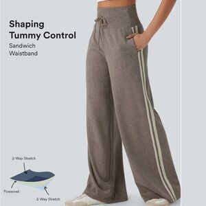 HALARA Wide-Leg Pants with Tummy Control - Brown